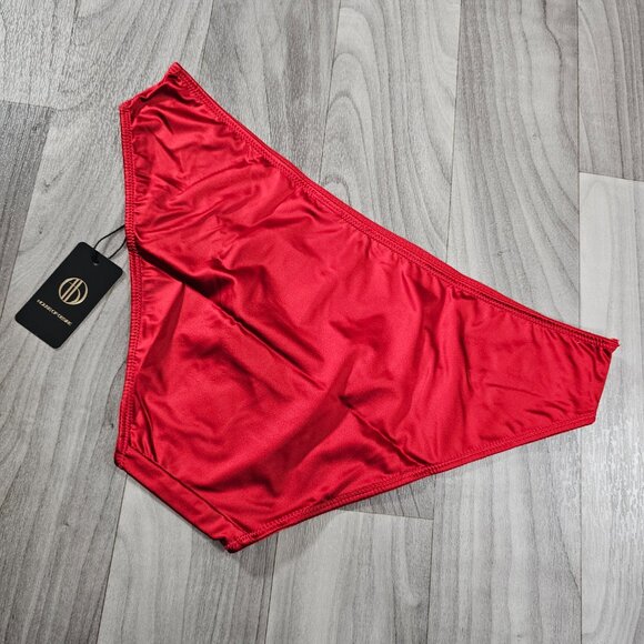 House of Desire Liquid Satin Hipster Panties, Samba Red, Size M - Picture 2 of 2